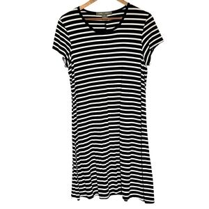 Lark + Grey Dress Womens XL Black White Stripe Short Sleeve Pullover Lightweight